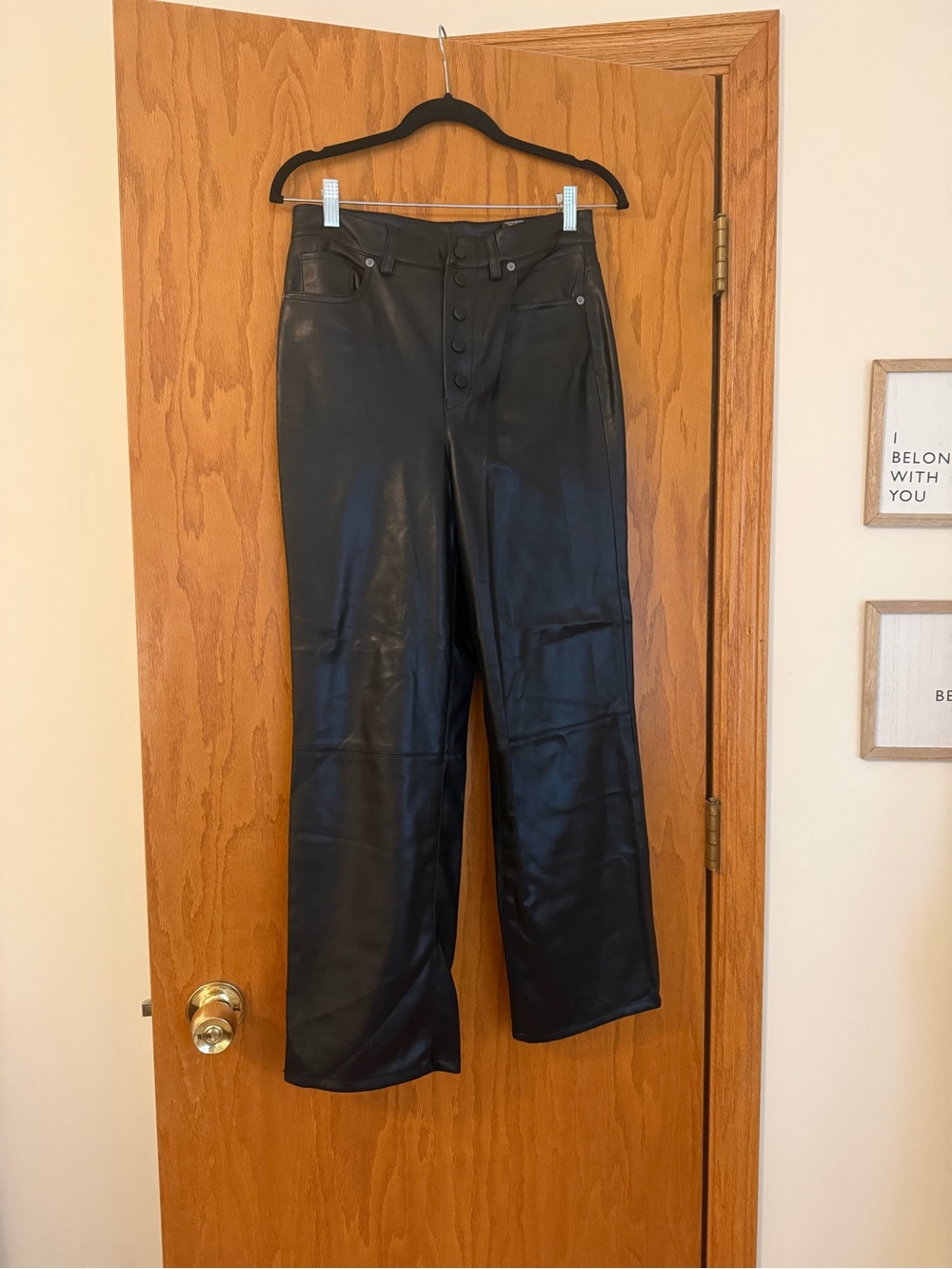 Blank NYC Black Faux Leather Bootcut Pants